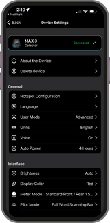 drivesmarter app screen device settings