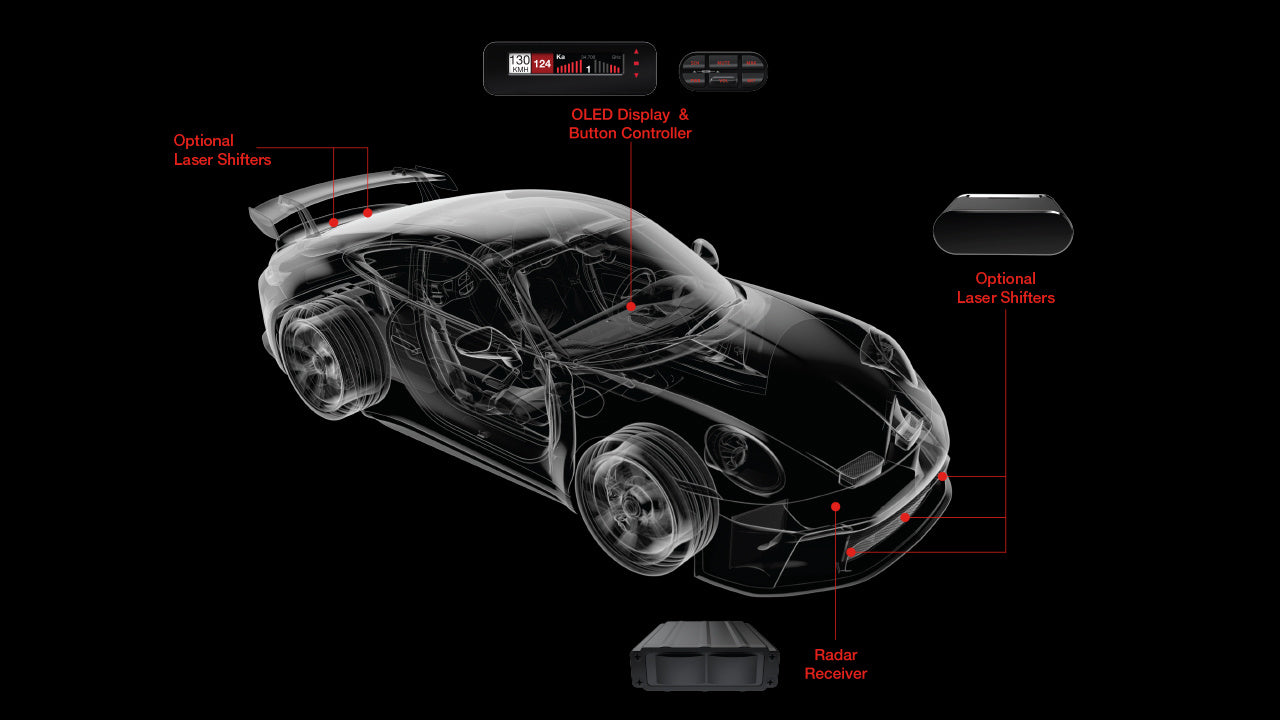 escort redline ci-c international installed detector product image showing parts and where they are installed on vehicle