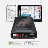 Escort Redline 360c radar detector with apply carplay and android auto badges
