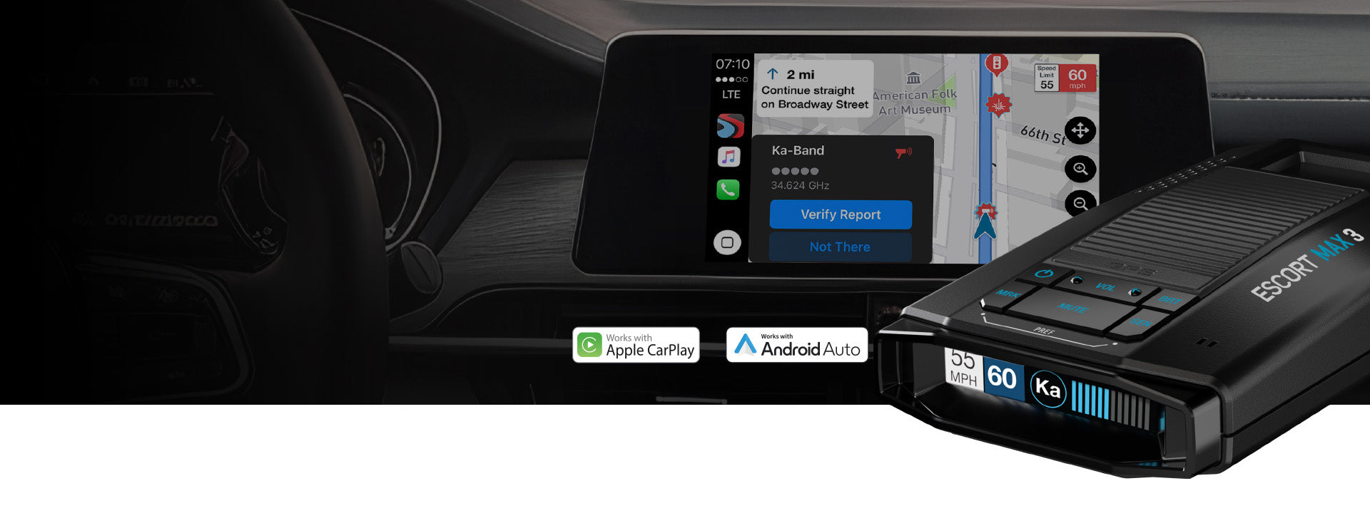 Escort drive smarter android auto apple carplay MAX 3 hero banner